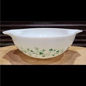 Vtg Pyrex Promotional Bowl Ivy Green White 4 Quart 444